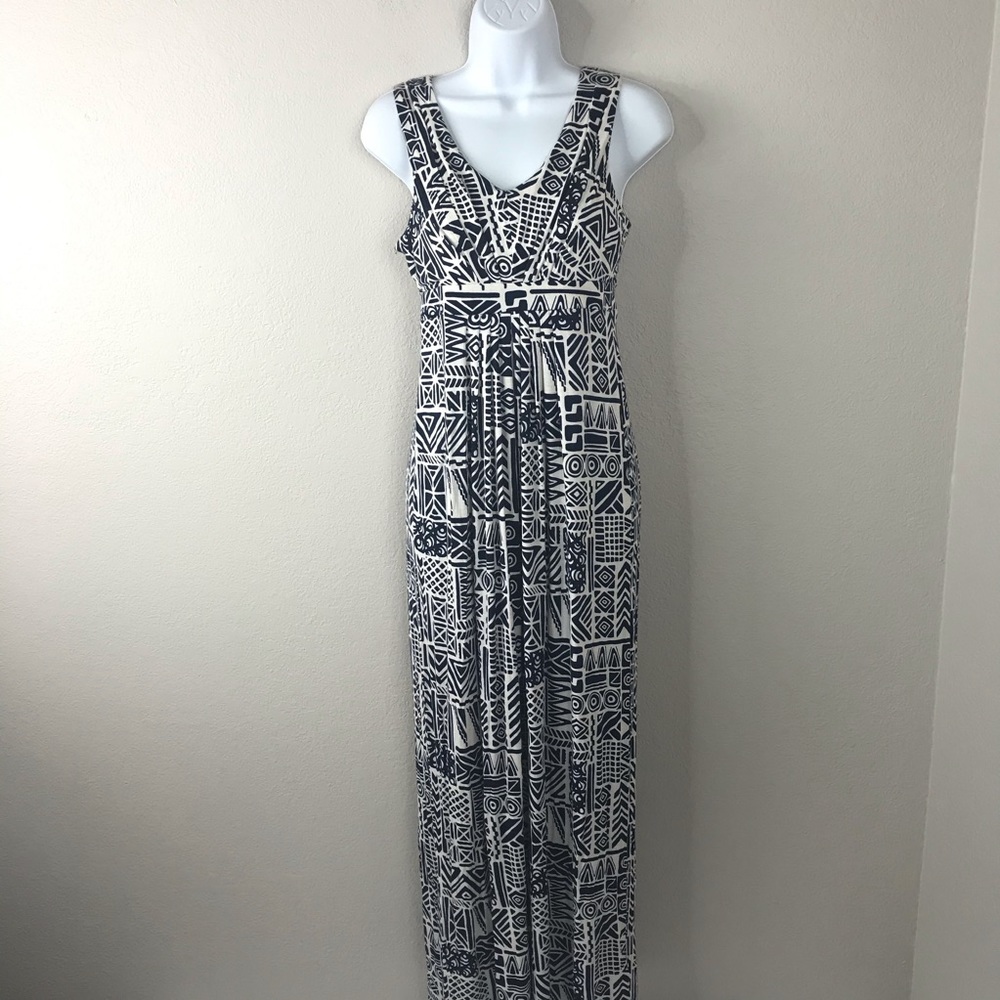 Loft Maxi Dress Blue & White Patterned Size XSP